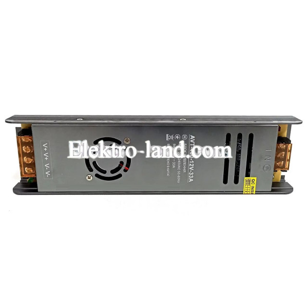 Блок питания 400W AVT-400-12V-33A мини (400Вт 12В 33А) узкий для светодиодной LED ленты, модулей, линеек